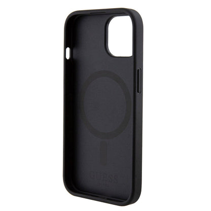 iPhone 15 Kılıf Guess Orjinal Lisanslı M-safe Şarj Özellikli Yazı Logolu Saffiano Kılıf