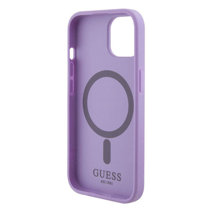 iPhone 15 Kılıf Guess Orjinal Lisanslı M-safe Şarj Özellikli Yazı Logolu Saffiano Kılıf