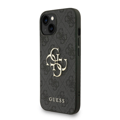 iPhone 15 Kılıf Guess Orjinal Lisanslı PU Deri Bilek Askı İpli Metal Büyük 4G ve Yazı Logolu Kılıf