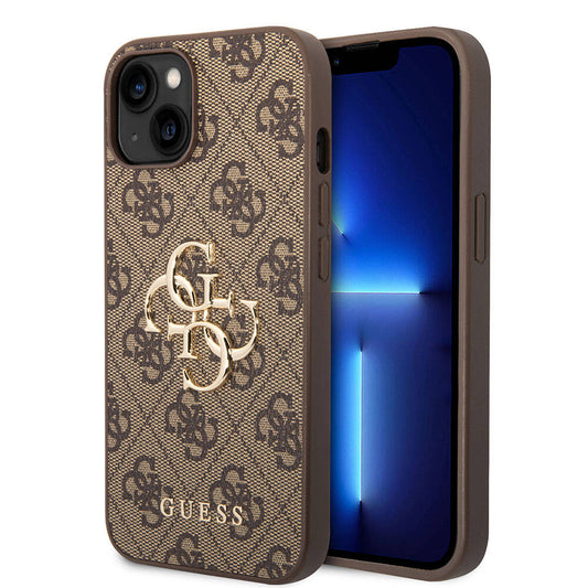 iPhone 15 Kılıf Guess Orjinal Lisanslı PU Deri Yazı ve 4G Metal Logolu Desenli Kılıf