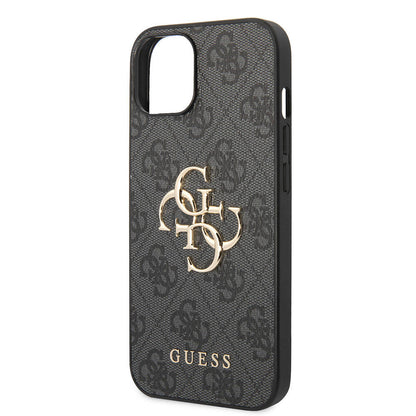 iPhone 15 Kılıf Guess Orjinal Lisanslı PU Deri Yazı ve 4G Metal Logolu Desenli Kılıf