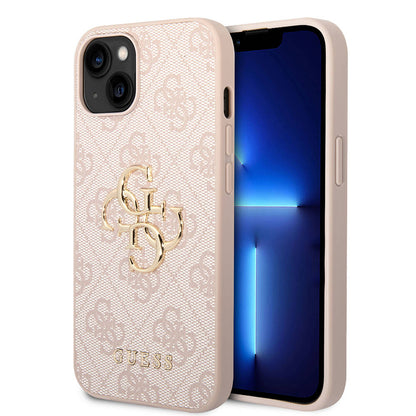 iPhone 15 Kılıf Guess Orjinal Lisanslı PU Deri Yazı ve 4G Metal Logolu Desenli Kılıf