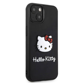 Apple iPhone 15 Kılıf Hello Kitty Orjinal Lisanslı Yazı ve İkonik Logolu 3D Rubber Kitty Head Kapak