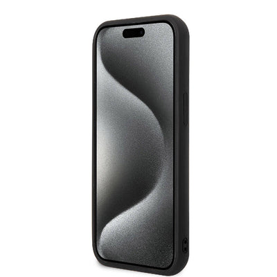 Apple iPhone 15 Kılıf Hello Kitty Orjinal Lisanslı Yazı ve İkonik Logolu 3D Rubber Kitty Head Kapak Siyah