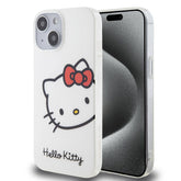 Apple iPhone 15 Kılıf Hello Kitty Orjinal Lisanslı Yazı ve İkonik Logolu Kitty Head Kapak