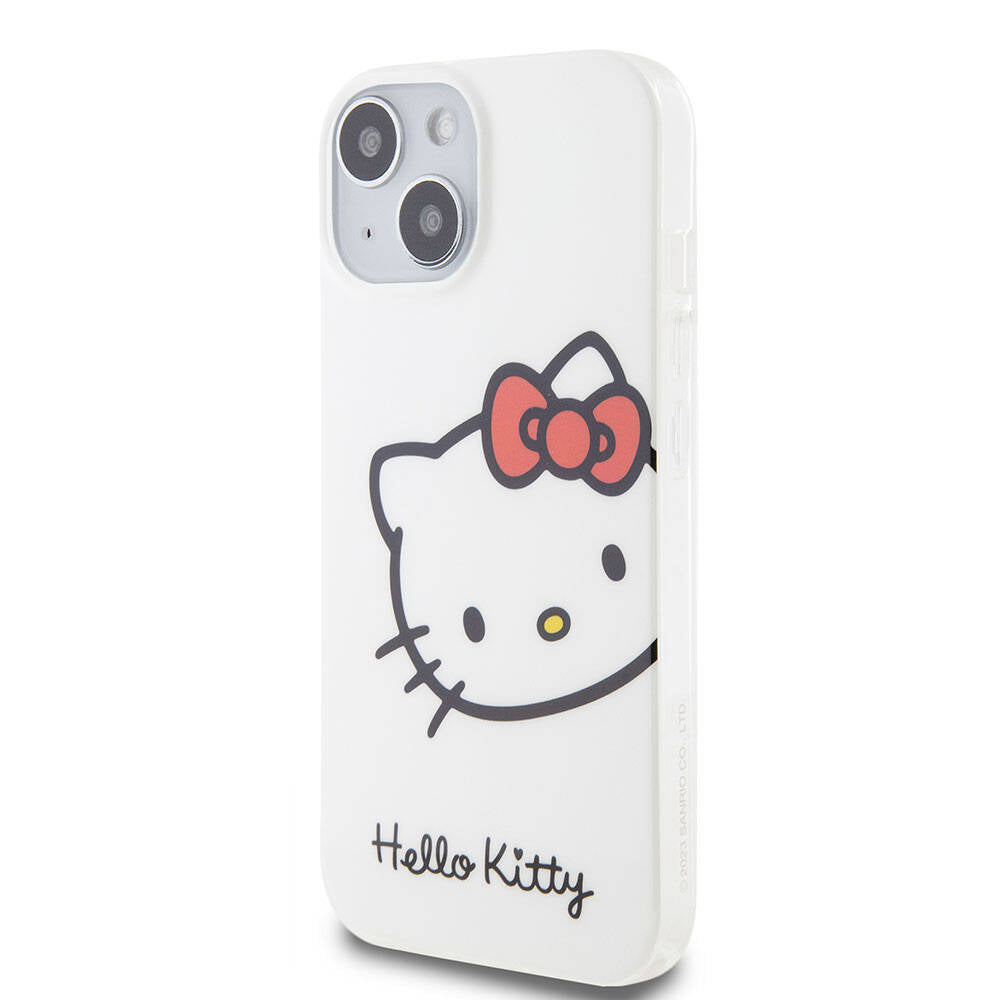 Apple iPhone 15 Kılıf Hello Kitty Orjinal Lisanslı Yazı ve İkonik Logolu Kitty Head Kapak