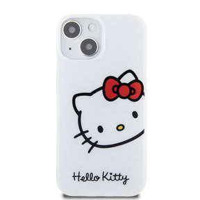 Apple iPhone 15 Kılıf Hello Kitty Orjinal Lisanslı Yazı ve İkonik Logolu Kitty Head Kapak