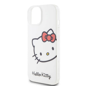 Apple iPhone 15 Kılıf Hello Kitty Orjinal Lisanslı Yazı ve İkonik Logolu Kitty Head Kapak