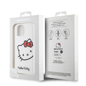 Apple iPhone 15 Kılıf Hello Kitty Orjinal Lisanslı Yazı ve İkonik Logolu Kitty Head Kapak