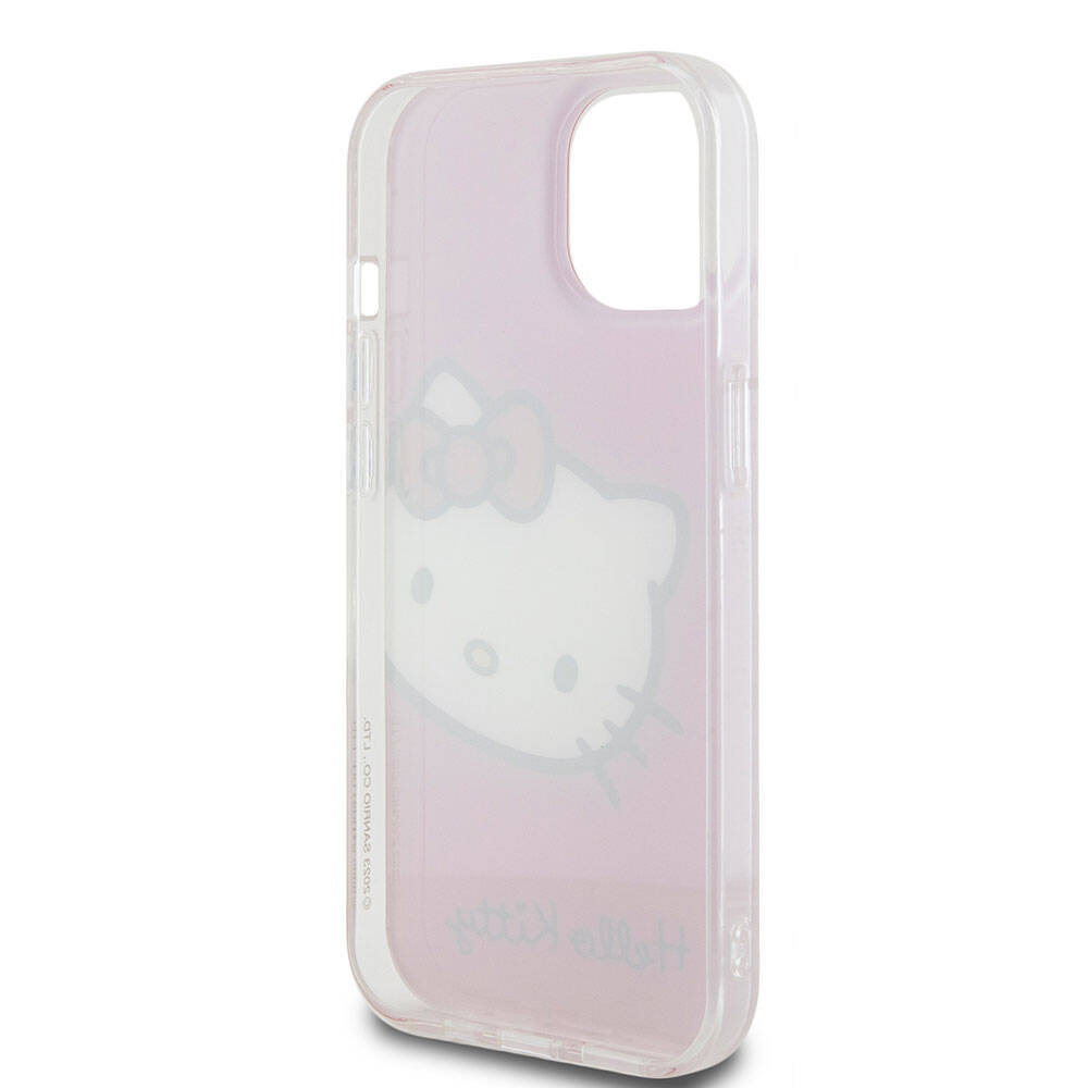 iPhone 15 Kılıf Hello Kitty Orjinal Lisanslı Yazı ve İkonik Logolu Kitty Head Kılıf