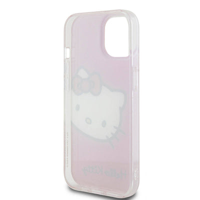 Apple iPhone 15 Kılıf Hello Kitty Orjinal Lisanslı Yazı ve İkonik Logolu Kitty Head Kapak Pembe