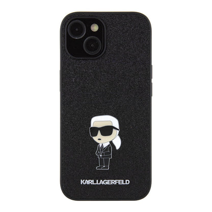 iPhone 15 Kılıf Karl Lagerfeld İkonik Fixed Glitter Metal Logo Orjinal Lisanslı Kılıf