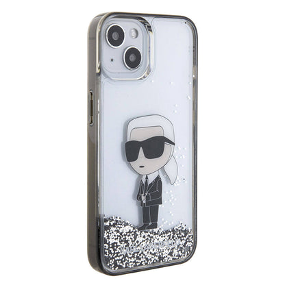 iPhone 15 Kılıf Karl Lagerfeld İkonik Sıvılı Glitter Orjinal Lisanslı Kılıf