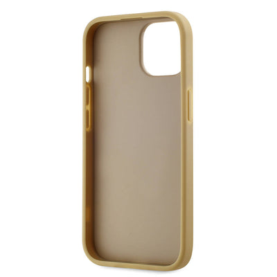Apple iPhone 15 Kılıf Karl Lagerfeld Orjinal Lisanslı 3D KL Yazılı Tüylü Arka Yüzey Saffiano Rhinestones Kapak Gold