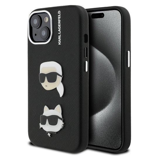 iPhone 15 Kılıf Karl Lagerfeld Orjinal Lisanslı K&C Heads Pin Kılıf