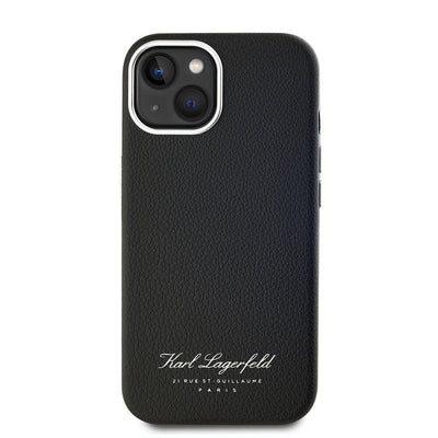 Apple iPhone 15 Kılıf Karl Lagerfeld Orjinal Lisanslı KL Yazılı Hotel Kapak Gri