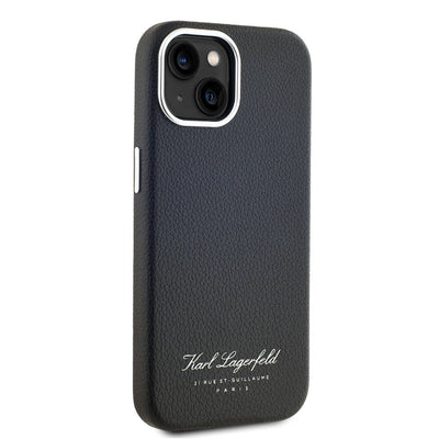 Apple iPhone 15 Kılıf Karl Lagerfeld Orjinal Lisanslı KL Yazılı Hotel Kapak Siyah