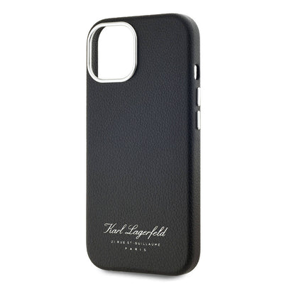 Apple iPhone 15 Kılıf Karl Lagerfeld Orjinal Lisanslı KL Yazılı Hotel Kapak Siyah