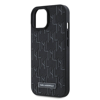 Apple iPhone 15 Kılıf Karl Lagerfeld Orjinal Lisanslı Magsafe Şarj Özellikli KL Yazılı Hot Stamp Kapak Krem