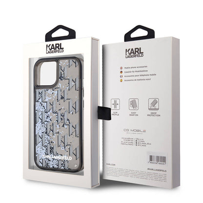 iPhone 15 Kılıf Karl Lagerfeld Orjinal Lisanslı Simli KL Yazılı Monogram Gradıent Kılıf