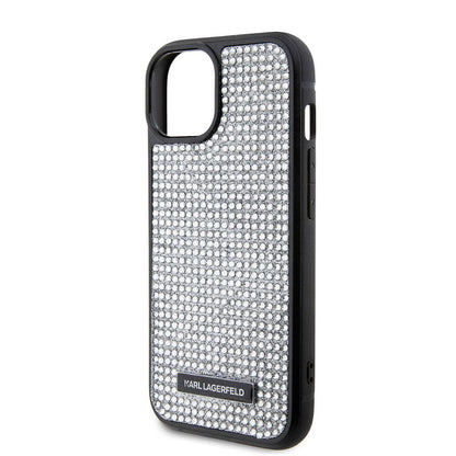 iPhone 15 Kılıf Karl Lagerfeld Taşlı Metal Logo Orjinal Lisanslı Kılıf