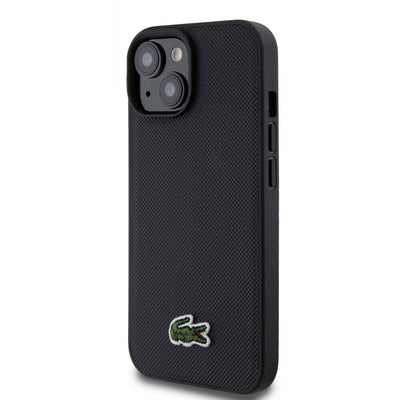 Apple iPhone 15 Kılıf Lacoste Orjinal Lisanslı PU Pike Desenli Arka Yüzey İkonik Timsah Dokuma Logolu Kapak Lacivert
