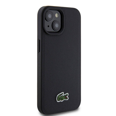 Apple iPhone 15 Kılıf Lacoste Orjinal Lisanslı PU Pike Desenli Arka Yüzey İkonik Timsah Dokuma Logolu Kapak Kırmızı