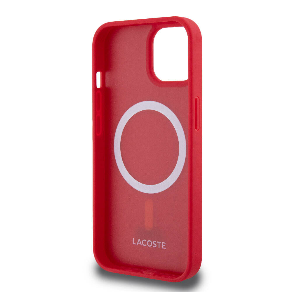 iPhone 15 Kılıf Lacoste Orjinal Lisanslı PU Pike Desenli Arka Yüzey İkonik Timsah Dokuma Logolu Kılıf