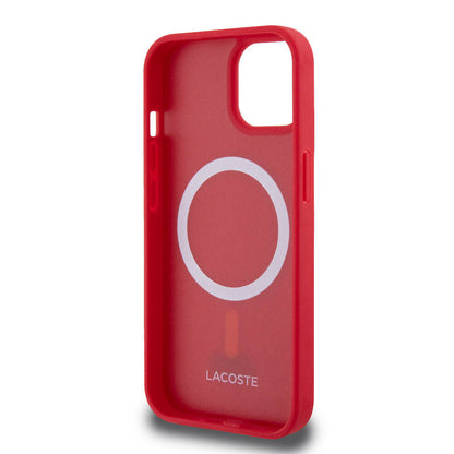 iPhone 15 Kılıf Lacoste Orjinal Lisanslı PU Pike Desenli Arka Yüzey İkonik Timsah Dokuma Logolu Kılıf