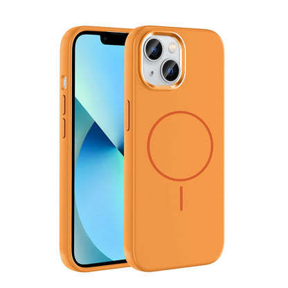 Apple iPhone 15 Kılıf M-Safe Şarj Özellikli Metal Kamera Çerçeveli Zore Edi Silikon Kapak