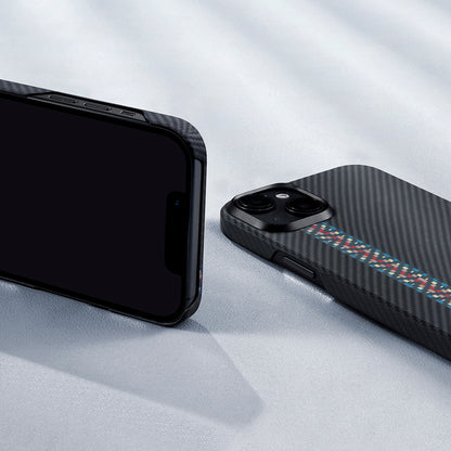 iPhone 15 Kılıf M-safe Şarj Özellikli 600D Aramid Fiber Pitaka Tactile Woven Orchestra Serisi Rhapsody Kılıf