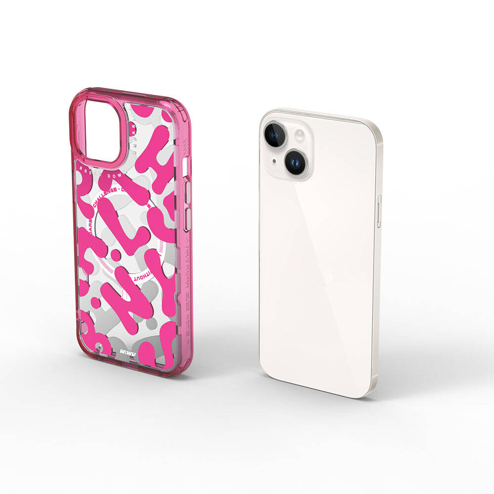 iPhone 15 Kılıf M-safe Şarj Özellikli Boya Desenli Wiwu Fluorescent G Serisi Kılıf