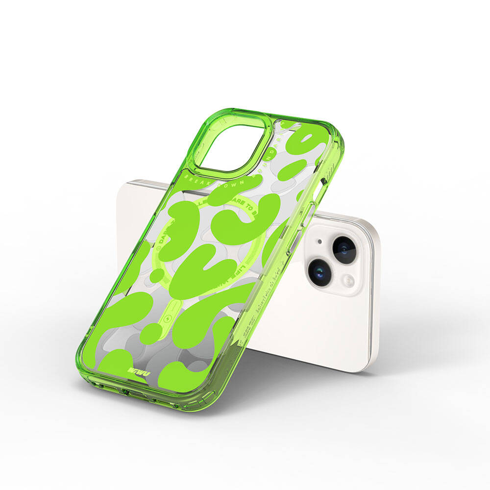 iPhone 15 Kılıf M-safe Şarj Özellikli Boya Desenli Wiwu Fluorescent G Serisi Kılıf