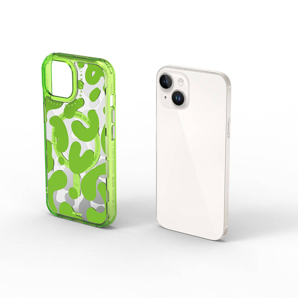 iPhone 15 Kılıf M-safe Şarj Özellikli Boya Desenli Wiwu Fluorescent G Serisi Kılıf