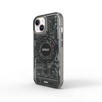 iPhone 15 Kılıf M-safe Şarj Özellikli Desenli Wiwu Mecha Circuit H Serisi Kılıf
