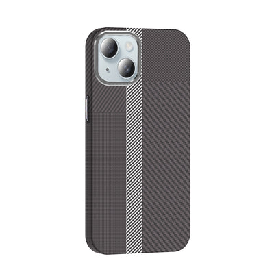 Apple iPhone 15 Kılıf M-safe Şarj Özellikli Karbon Fiber Görünümlü Zore Gros Kapak Desert Titanyum