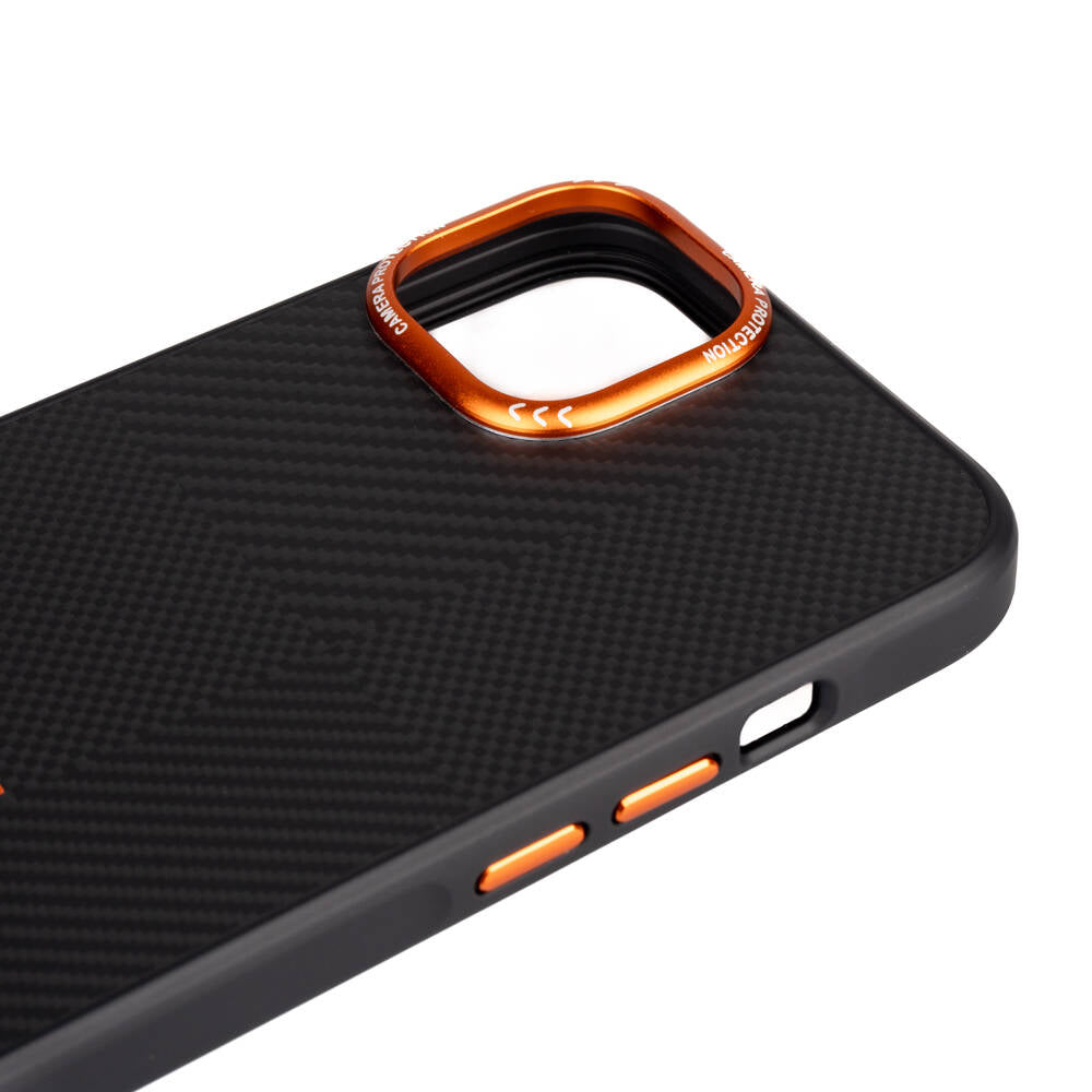 iPhone 15 Kılıf M-safe Şarj Özellikli Karbon Fiber Görünümlü Zore Kamp Kılıf