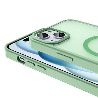 Apple iPhone 15 Kılıf M-safe Şarj Özellikli Mat Arka Yüzey Zore Sio Kapak Koyu Yeşil