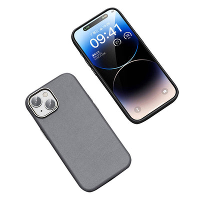 Apple iPhone 15 Kılıf M-safe Şarj Özellikli PU Deri Zore Adora Kapak Koyu Gri