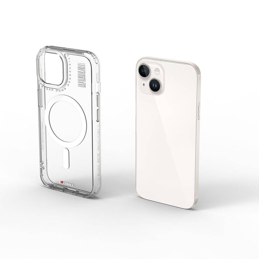 iPhone 15 Kılıf M-safe Şarj Özellikli Şeffaf Transparan Wiwu Turkey D Serisi Kılıf