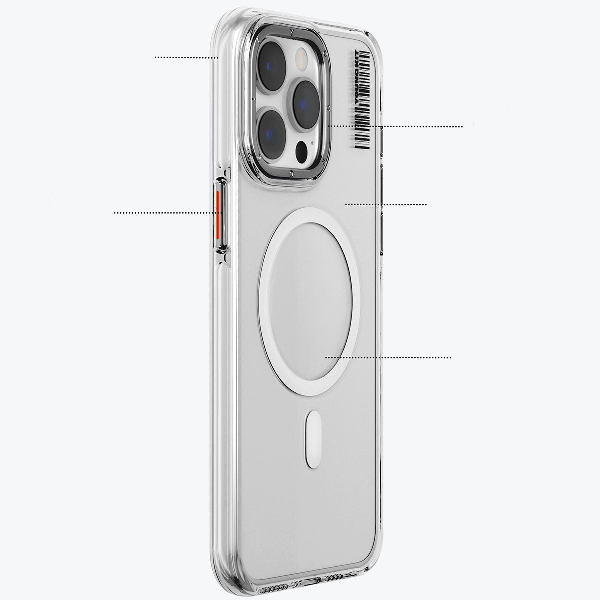 iPhone 15 Kılıf M-safe Şarj Özellikli Şeffaf Youngkit Crystal Shield Serisi Kılıf