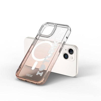 Apple iPhone 15 Kılıf Magsafe Şarj Özellikli Transparan Renk Geçişli Wiwu Turkey C Serisi Kapak Turuncu