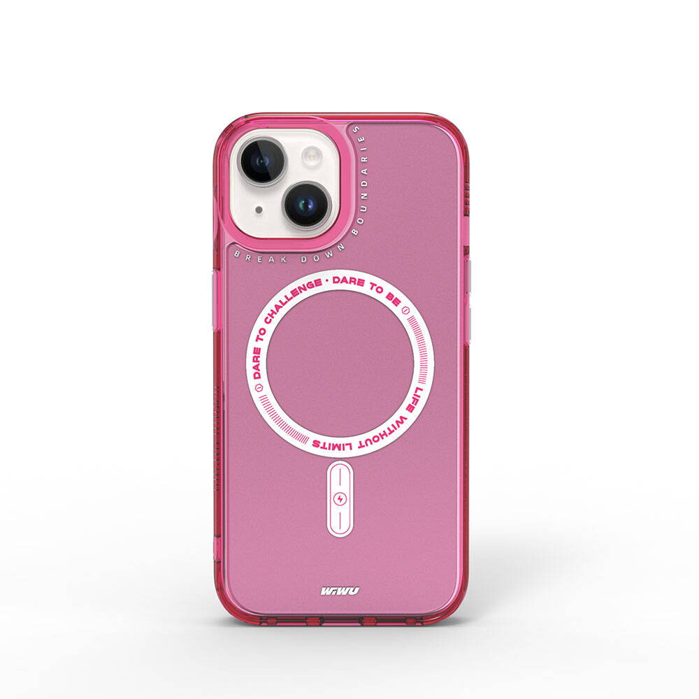 Apple iPhone 15 Kılıf Magsafe Şarj Özellikli Wiwu Basic Color J Serisi Kapak Pembe Koyu