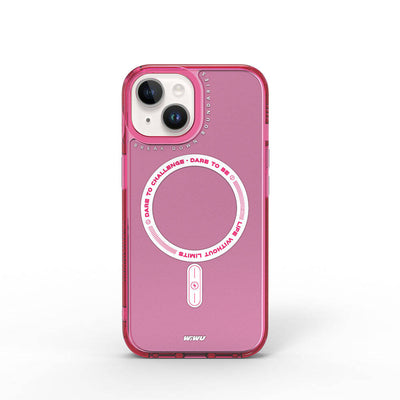 Apple iPhone 15 Kılıf Magsafe Şarj Özellikli Wiwu Basic Color J Serisi Kapak Pembe Koyu