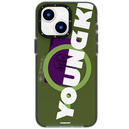 iPhone 15 Kılıf M-safe Şarj Özellikli Youngkit Binfen Serisi Yazı Temalı Kılıf