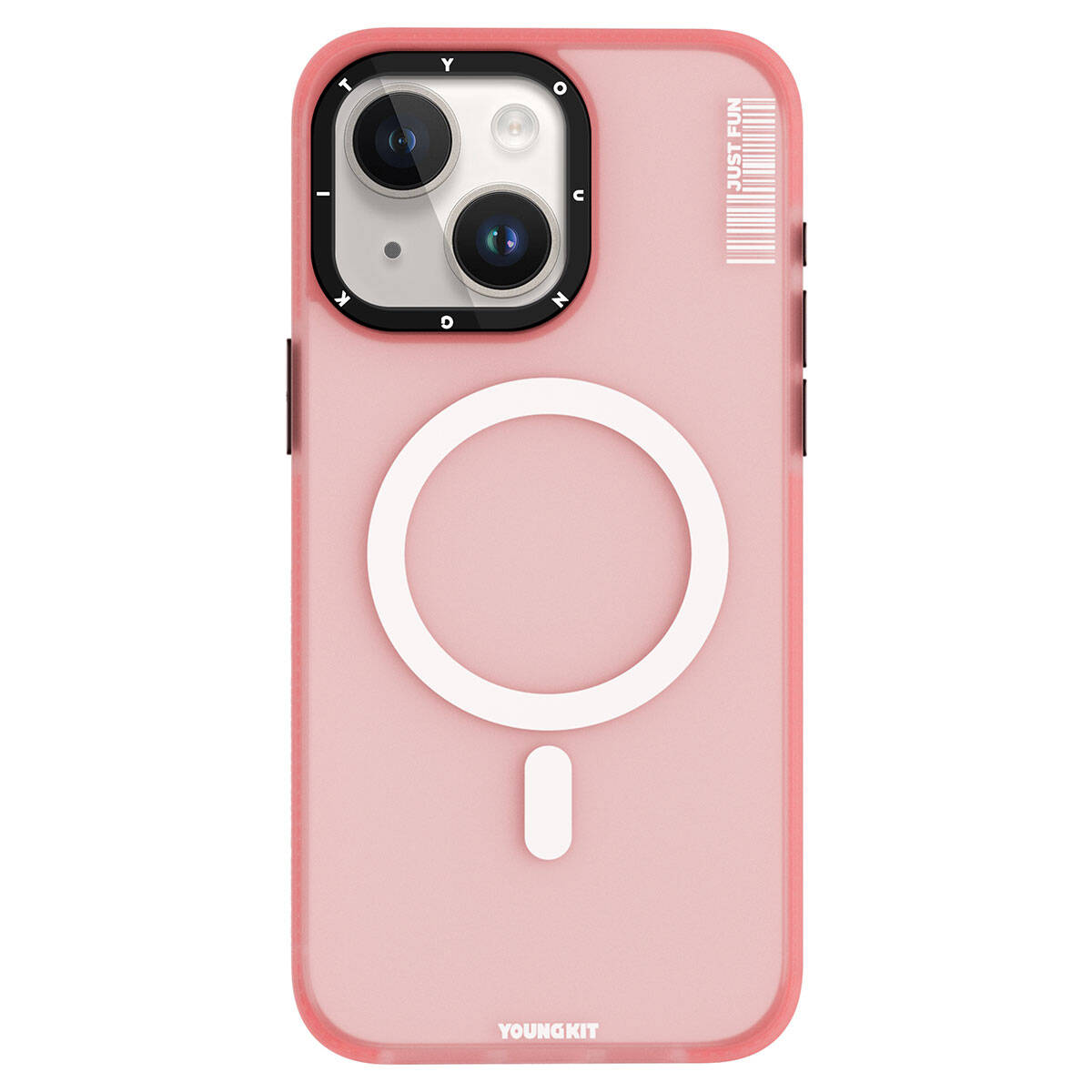 Apple iPhone 15 Kılıf Magsafe Şarj Özellikli Youngkit Colored Sand Serisi Kapak Pembe