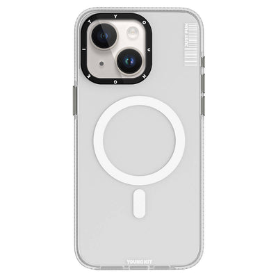 Apple iPhone 15 Kılıf Magsafe Şarj Özellikli YoungKit Crystal Color Serisi Kapak Beyaz