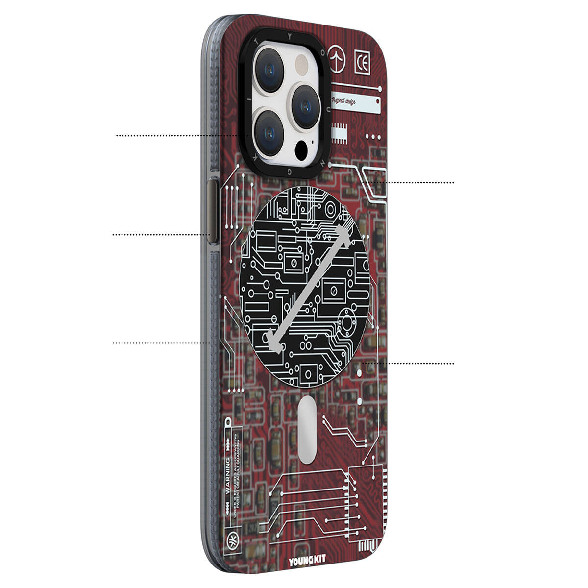 iPhone 15 Kılıf M-safe Şarj Özellikli YoungKit Technology Serisi Kılıf