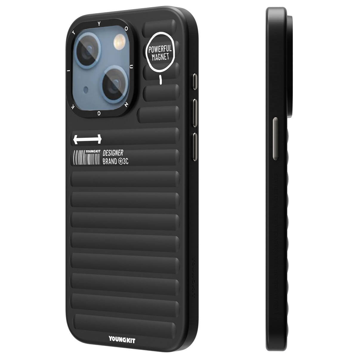 Apple iPhone 15 Kılıf Mat Renkli Tasarım YoungKit Original Serisi Kapak Siyah