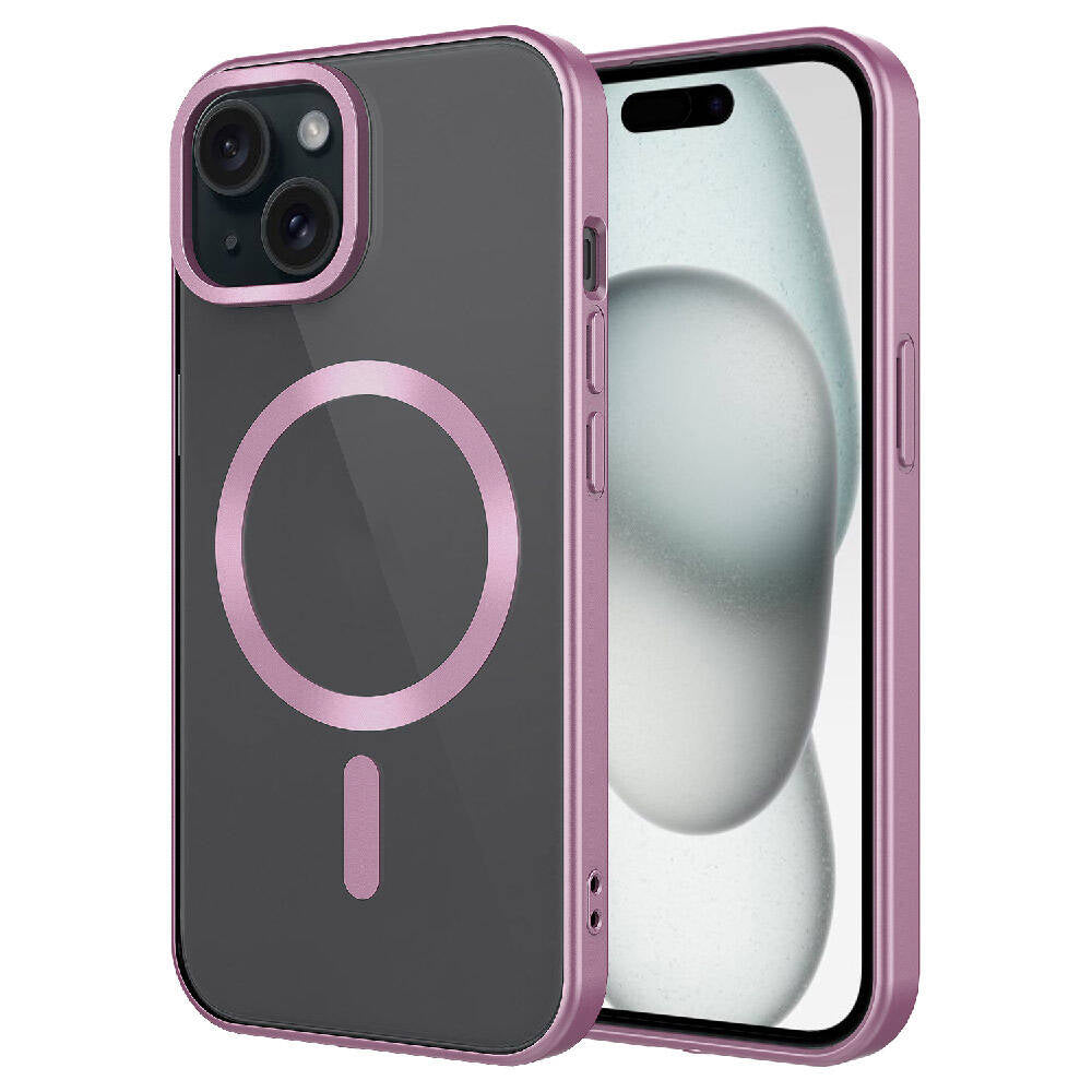 Apple iPhone 15 Kılıf Mat Tasarımlı M-safe Wireless Şarj Özellikli Zore Mat Setro Kapak Pembe